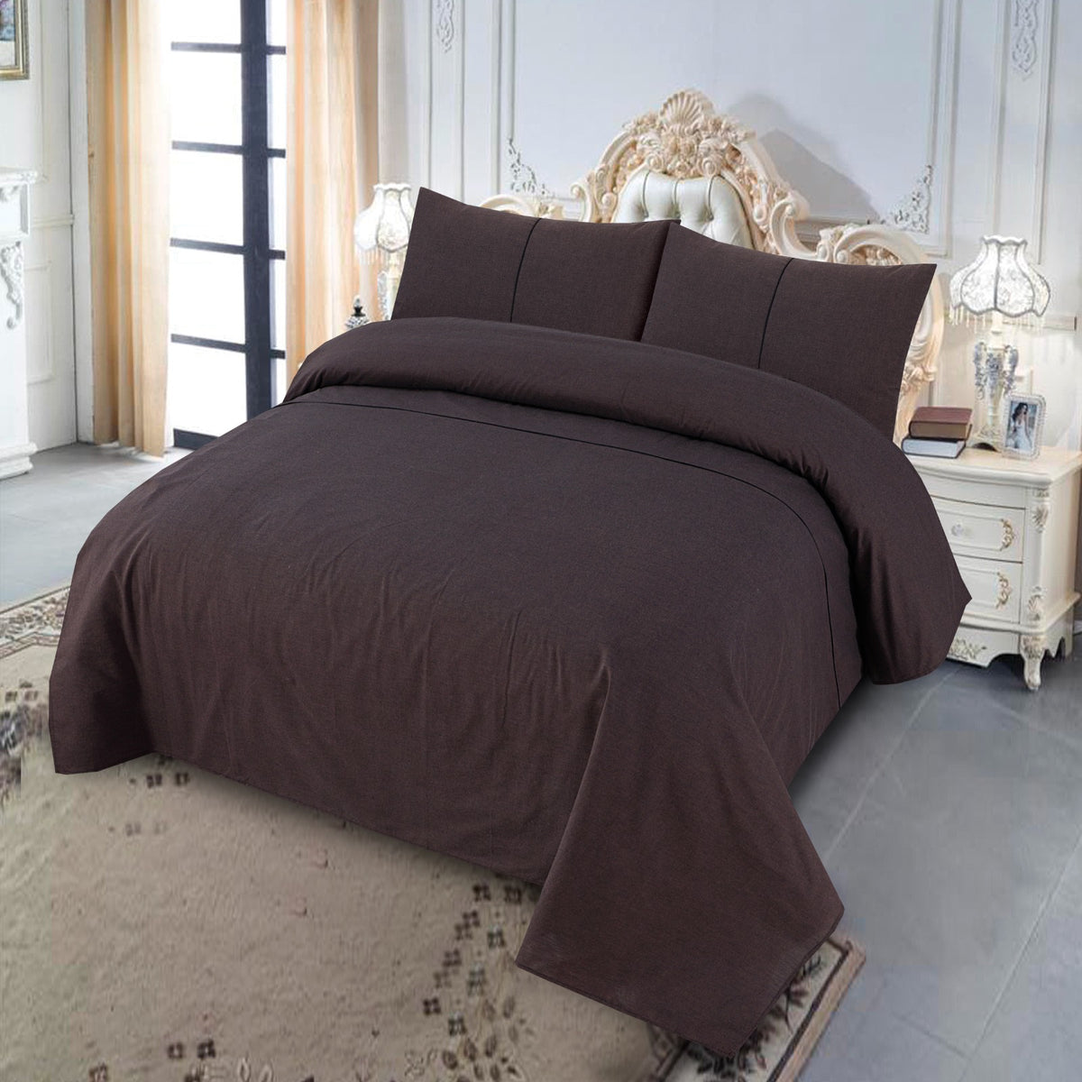 Gold Palm Cotton Jacquard Bed Sheet Set 1331