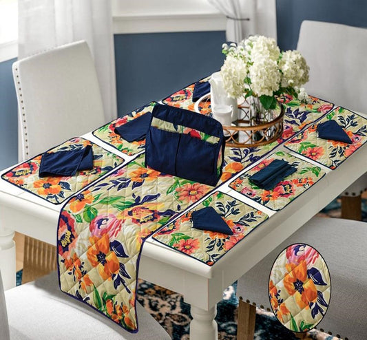 FULLY QUILTED TABLE RUNNER SET 14 PCS  1503
