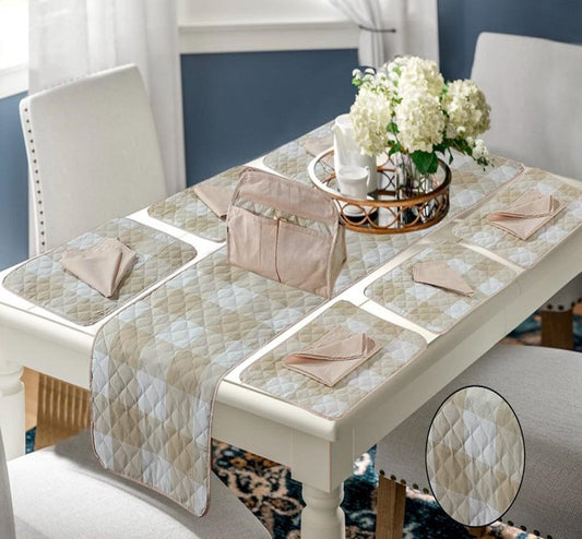 FULLY QUILTED TABLE RUNNER SET 14 PCS  1504