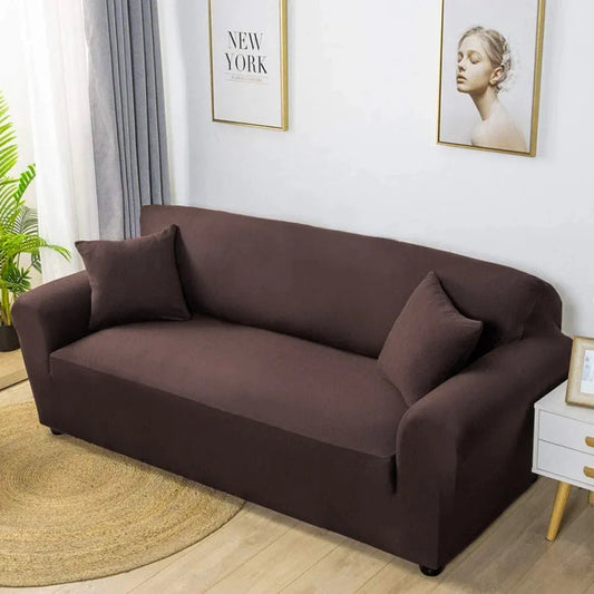 Jersey Cotton Fitted Sofa Cover Coffee Color - 352