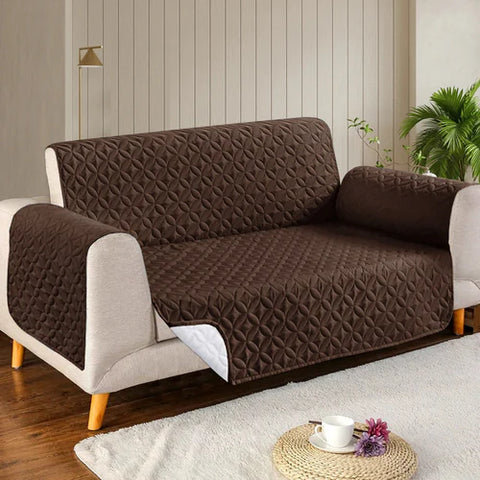 Microfiber Quilted Sofa Cover - Coffee Color 360