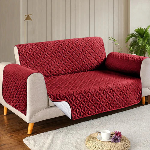 Microfiber Quilted Sofa Cover - Maroon 362